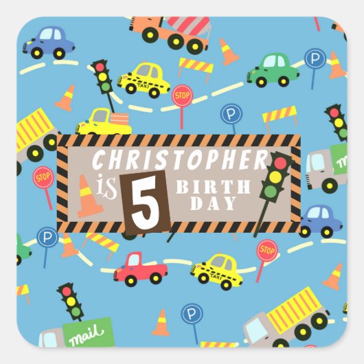 Vervoer Blauw Vierkante Sticker (Voorkant)