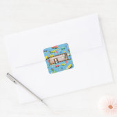 Vervoer Blauw Vierkante Sticker (Envelop)