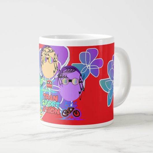 Vervoer Bloemen Grappige karakters Grote Koffiekop (Voorkant rechts)