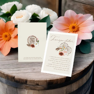 Vervoer Bloemen Western Wagon Wheels Bruiloft Informatiekaartje