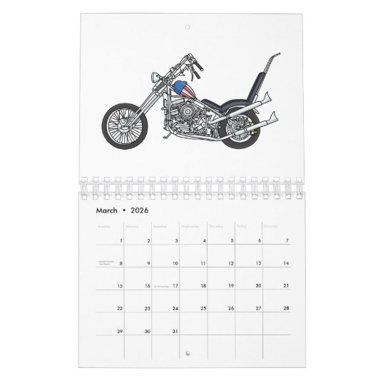 Vervoer cartoon illustratie kalender (Mar 2026)