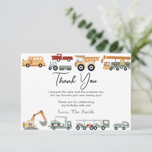 Vervoer City Truck Verjaardag dank u kaart (Staand voorkant)