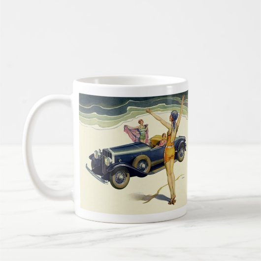 vervoer Converteerbare auto op strand Koffiemok (Links)