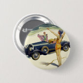 vervoer Converteerbare auto op strand Ronde Button 5,7 Cm (Voorkant /achterkant)