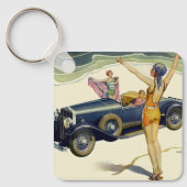  vervoer Converteerbare auto op strand Sleutelhanger (Voorkant)