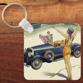  vervoer Converteerbare auto op strand Sleutelhanger (Voorkant)