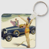  vervoer Converteerbare auto op strand Sleutelhanger (Achterkant)