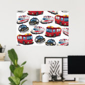 Vervoer door politie, Ambulance en Brandweer Poster (Thuiskantoor)