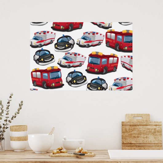 Vervoer door politie, Ambulance en Brandweer Poster (Keuken)