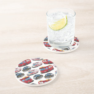 Vervoer door politie, Ambulance en Brandweer Zandsteen Onderzetter