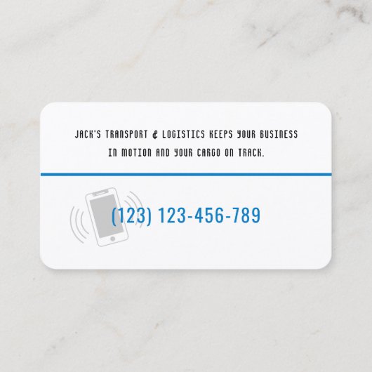 Vervoer en logistiek | Blauwe vrachtwagen Visitekaartje (Achterkant)