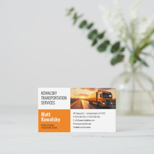 Vervoer en logistiek | Visitekaartje vrachtwagen (Staand voorkant)