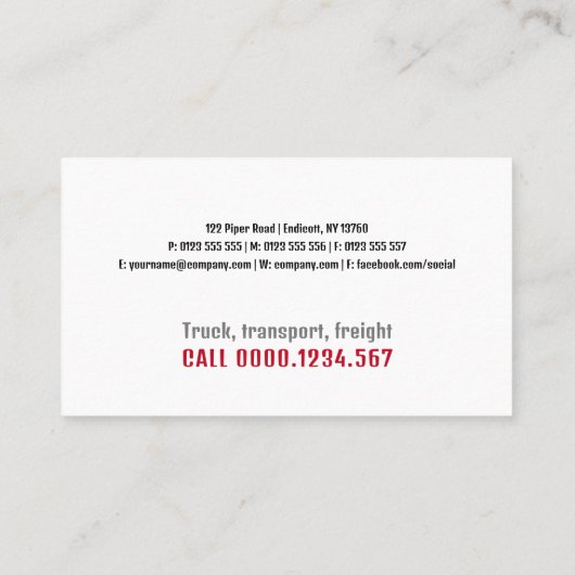 Vervoer en logistiek | Vrachtdienst Visitekaartje (Achterkant)