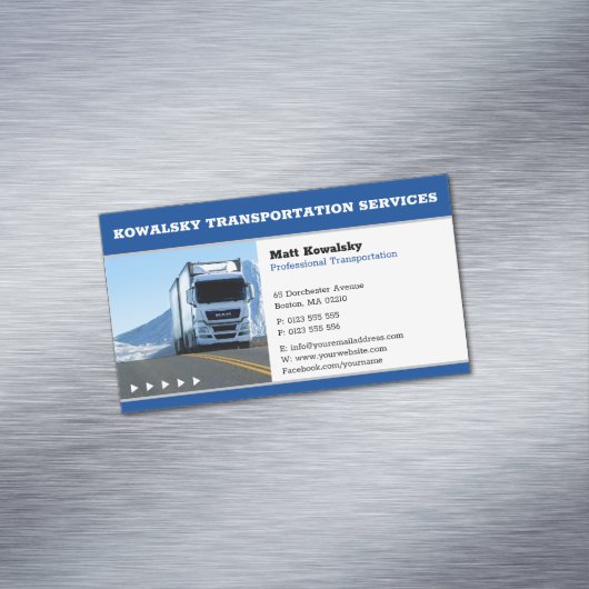 Vervoer en logistiek | Vrachtwagen Magnetisch Visitekaartje (Voorbeeld)