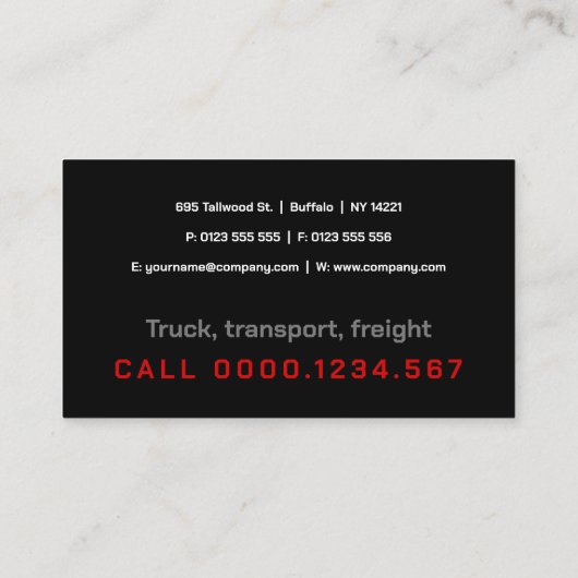 Vervoer en logistiek | Vrachtwagen Visitekaartje (Achterkant)
