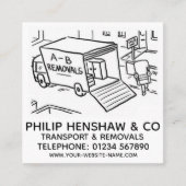 Vervoer en verhuizingen vierkante visitekaartje (Voorkant)