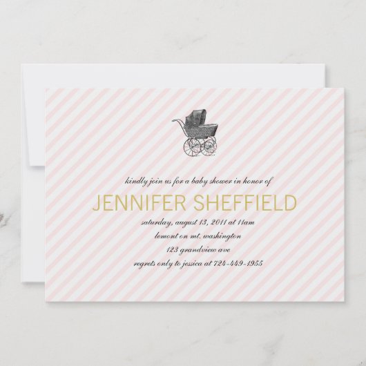  vervoer - Girl - Uitnodiging Baby shower (Voorkant)