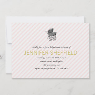 vervoer - Girl - Uitnodiging Baby shower