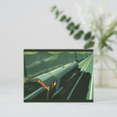  vervoer, groene sneltrein briefkaart (Staand voorkant)