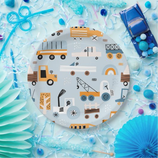 Vervoer Hand getrokken speelgoed auto's Verjaardag Papieren Bordje (Feest)