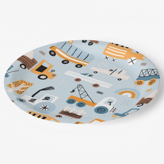 Vervoer Hand getrokken speelgoed auto's Verjaardag Papieren Bordje (Gekanteld)