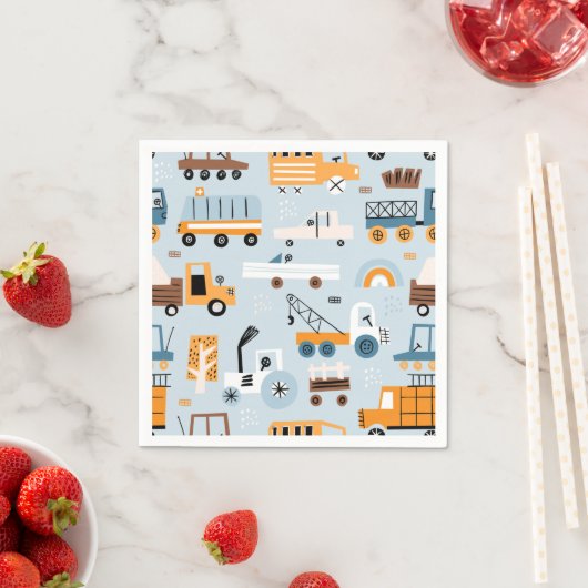 Vervoer Hand getrokken speelgoed auto's Verjaardag Servet (Insitu)