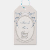 vervoer Ivory Gingham Blue Birds Cadeaulabel (Voorkant)