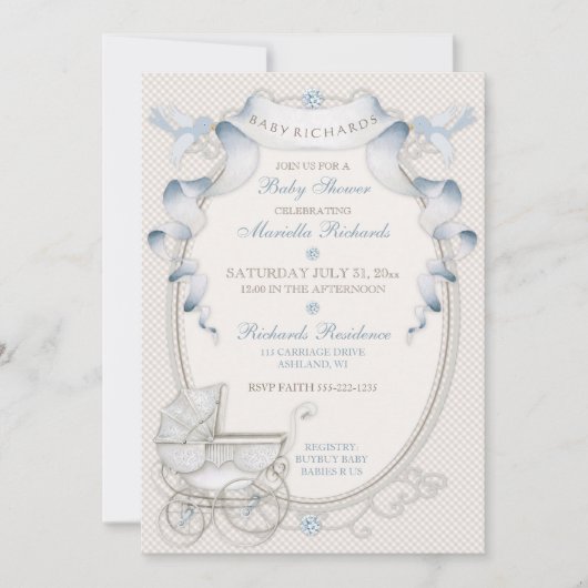 vervoer Ivory Gingham Blue Birds Kaart (Voorkant)