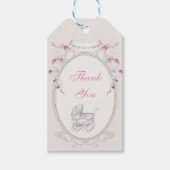  vervoer Ivory Gingham Roze vogels Cadeaulabel (Voorkant)