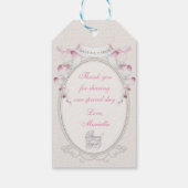  vervoer Ivory Gingham Roze vogels Cadeaulabel (Achterkant)