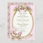  vervoer Ivory Pink Gold Rozen Gingham Kaart (Voorkant / Achterkant)