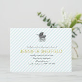  vervoer - Jongen - Uitnodiging tot Baby shower (Staand voorkant)