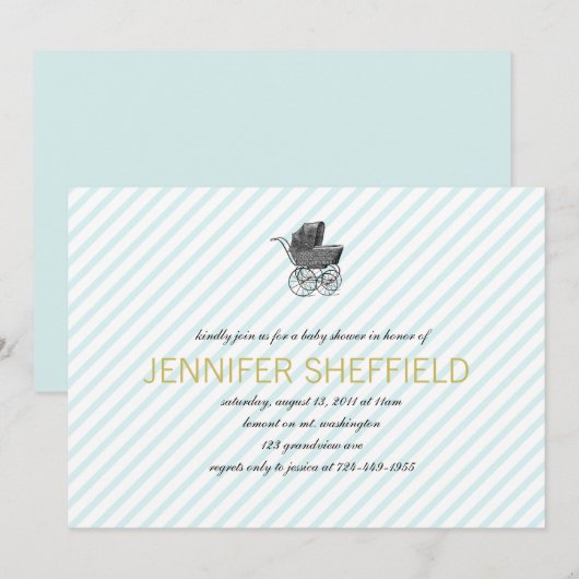 vervoer - Jongen - Uitnodiging tot Baby shower (Voorkant / Achterkant)