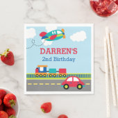 Vervoer Jongen Verjaardagspartij Servetten Custom (Insitu)