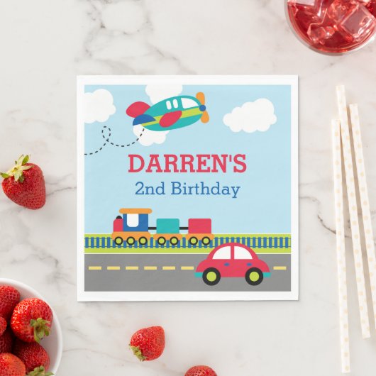 Vervoer Jongen Verjaardagspartij Servetten Custom (Insitu)