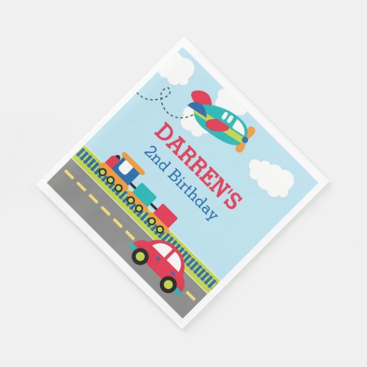 Vervoer Jongen Verjaardagspartij Servetten Custom (Hoek)