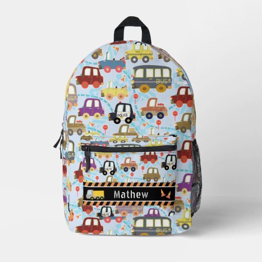 Vervoer Jongens Blauw Bedrukte Rugzak (Voorkant)