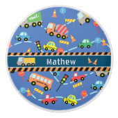 Vervoer Jongens Blauw Keramische Knop (Voorkant)