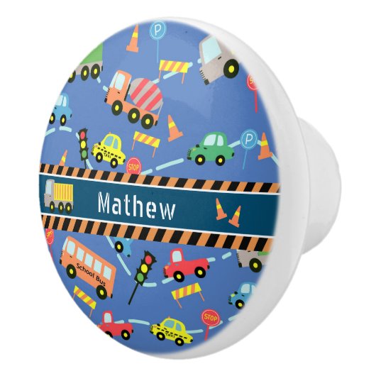 Vervoer Jongens Blauw Keramische Knop (Rechts)