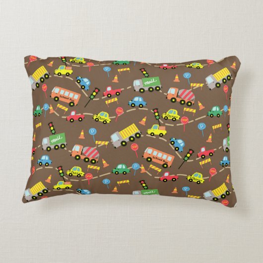 Vervoer Jongens Bruin Accent Kussen (Achterkant)