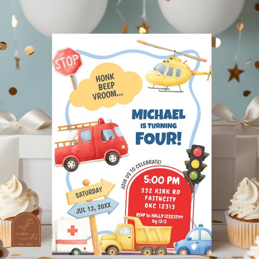 Vervoer Kids Verjaardag Kaart