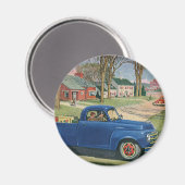 vervoer, Klassieke Blue Truck Magneet (Voorkant / Achterkant)