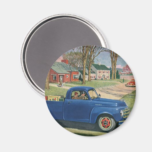  vervoer, Klassieke Blue Truck Magneet (Voorkant / Achterkant)