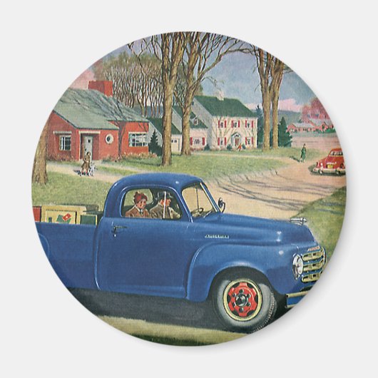 vervoer, Klassieke Blue Truck Magneet (Voorkant)