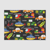 Vervoer met persoonlijke naam en leeftijd tissuepapier (Voorkant)