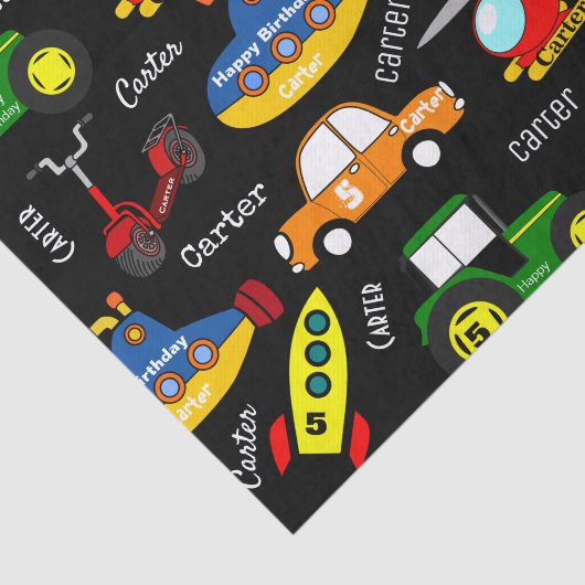 Vervoer met persoonlijke naam en leeftijd tissuepapier (Detail)