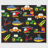 Vervoer met persoonlijke naam en ouderdom op zater cadeaupapier (Vlak)