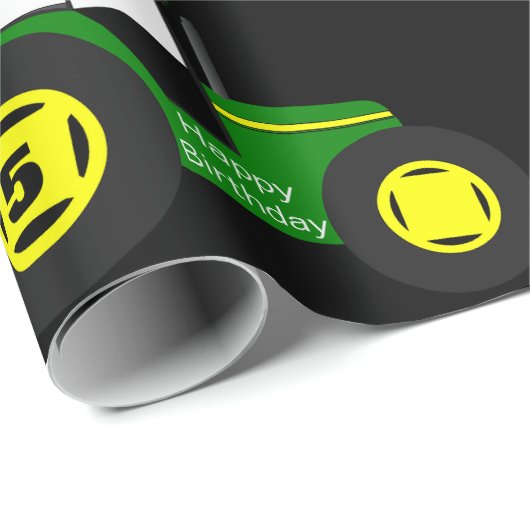 Vervoer met persoonlijke naam en ouderdom op zater cadeaupapier (Rol Hoek)