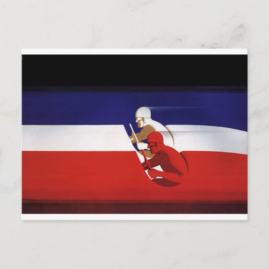 vervoer, patriottische racewagens briefkaart (Voorkant)
