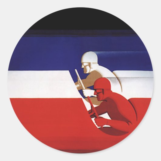  vervoer, patriottische racewagens ronde sticker (Voorkant)